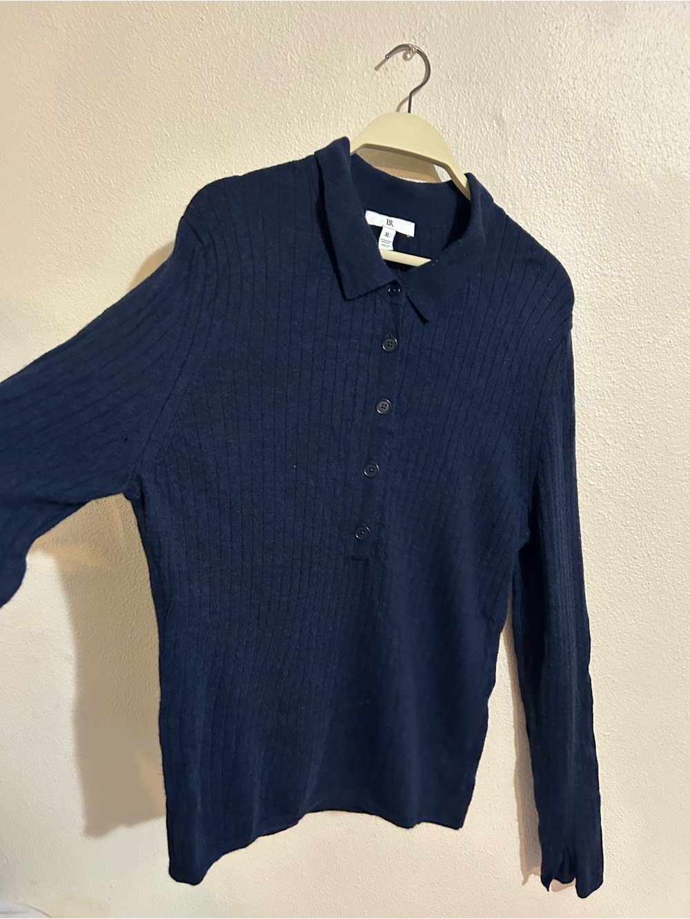 Banana Republic Navy Ribbed Extra Fine Merino Wool Sweater Top Women’s XL - Picture 2 of 6
